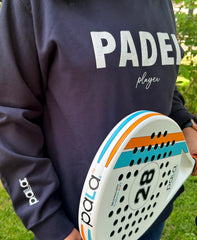 PADEL player hooded sweatshirt Blue and white letters