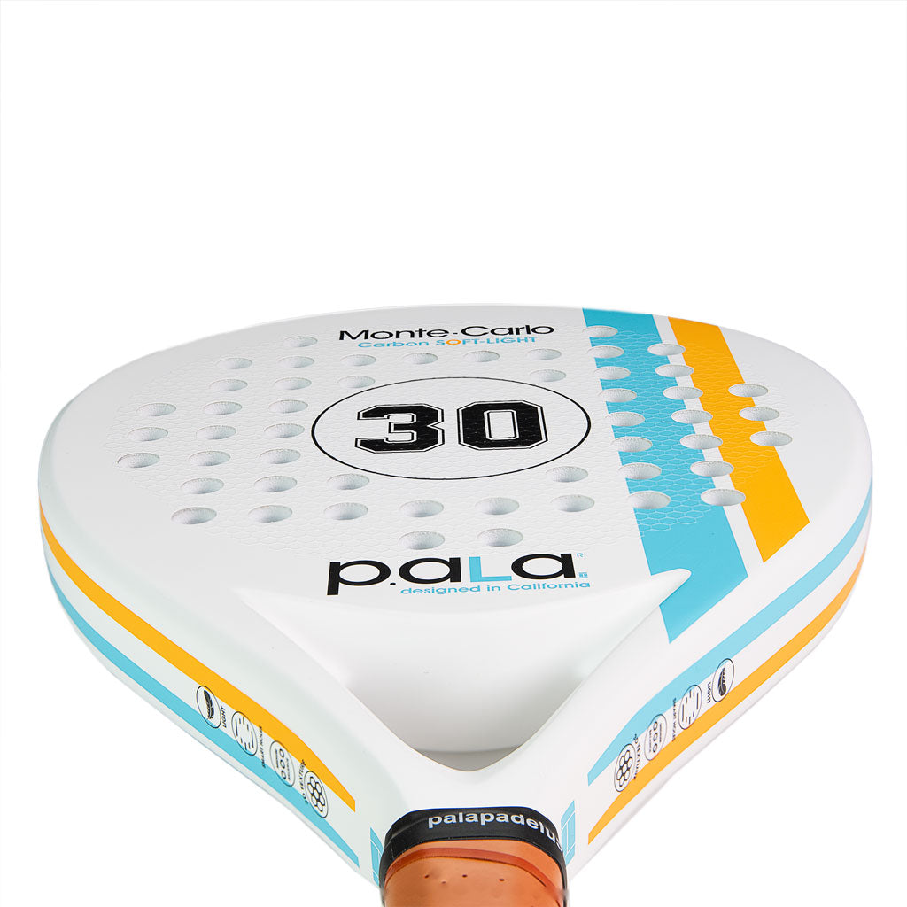 detail white padel racquet by p.ala padel usa