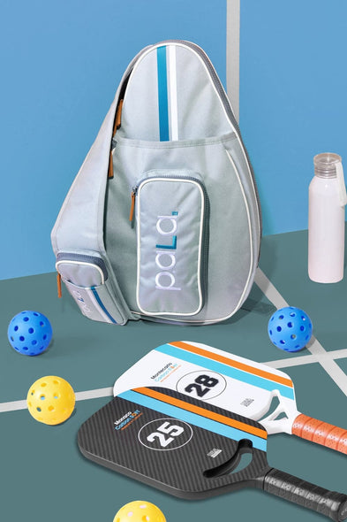 Pickleball Racket Bag Grey – holds 2 rackets, ball can, and laptop compartment